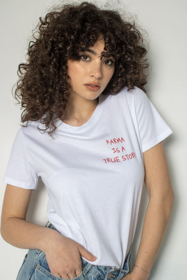 T-SHIRT MOOD KARMA - BIANCO