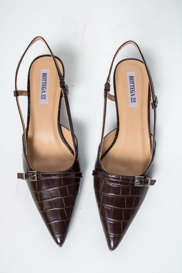 SLING BACK  - MARRONE
