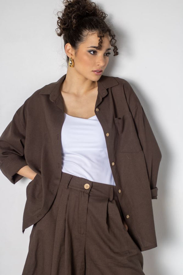 CAMICIA 693 IRIS - MARRONE
