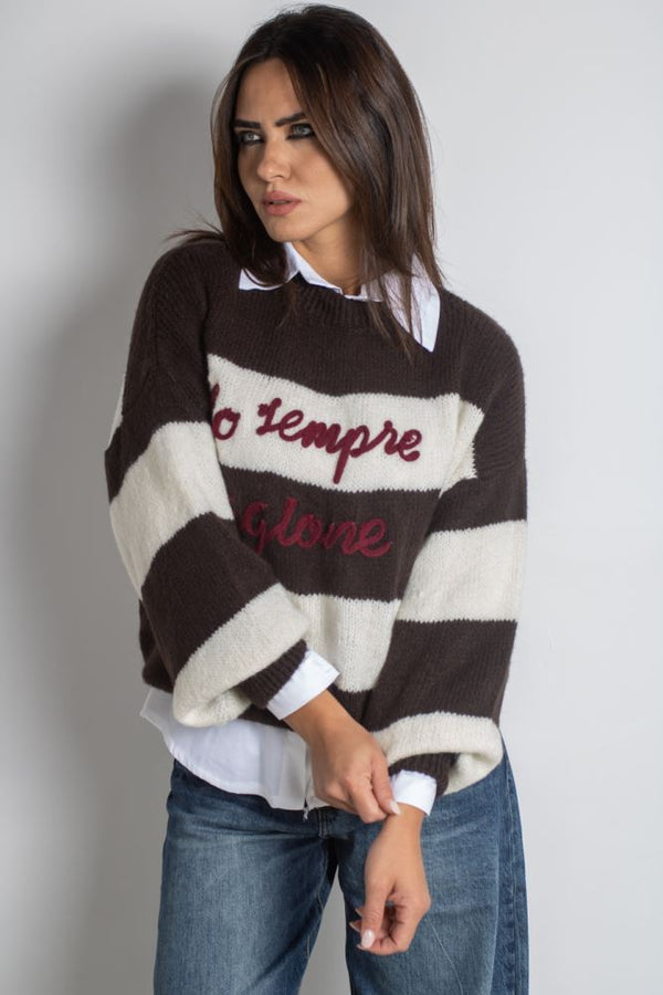 PULL 439 IRIS - MARRONE